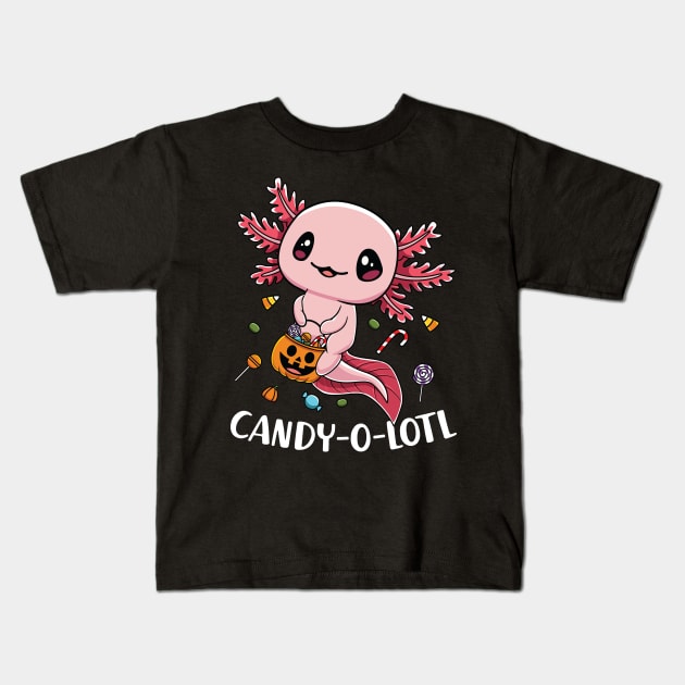 Funny Axolotl Candyoltol Halloween Candy Kids T-Shirt by HCMGift